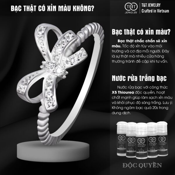 Nhẫn Bạc Nữ Xinh Xắn Hình Nơ Đính Đá CZ Lấp Lánh T&T Jewelry NT2256 - Ảnh 6