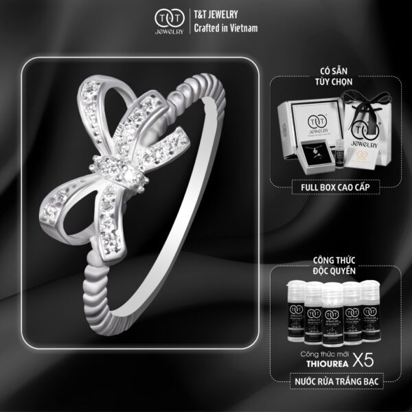 Nhẫn Bạc Nữ Xinh Xắn Hình Nơ Đính Đá CZ Lấp Lánh T&T Jewelry NT2256