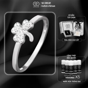 Nhẫn Bạc Nữ Cỏ 4 Lá May Mắn Đính Đá Lấp Lánh Tinh Xảo từ T&T Jewelry N714252
