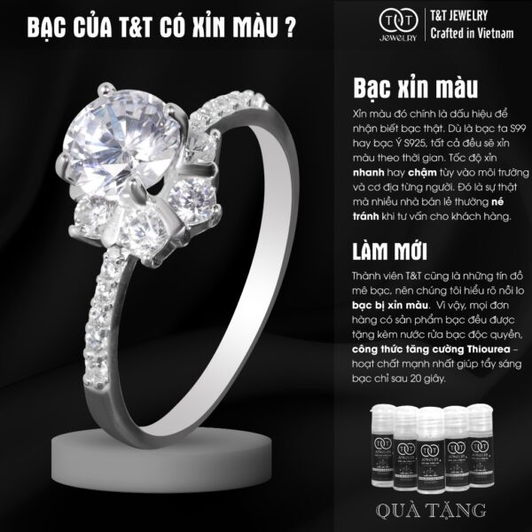 Nhẫn Bạc Nữ Dáng Đóa Hoa Vương Miện Tinh Xảo Đính Đá CZ Lấp Lánh T&T Jewelry N714254 - Ảnh 6