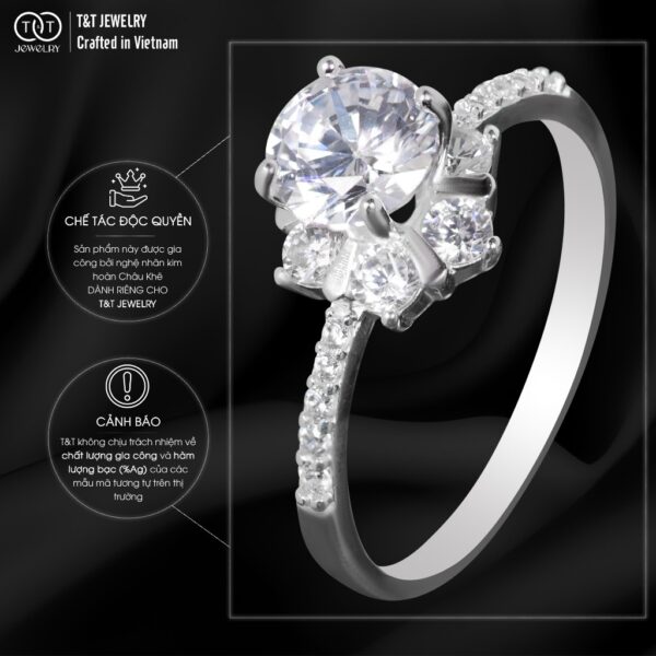 Nhẫn Bạc Nữ Dáng Đóa Hoa Vương Miện Tinh Xảo Đính Đá CZ Lấp Lánh T&T Jewelry N714254 - Ảnh 5