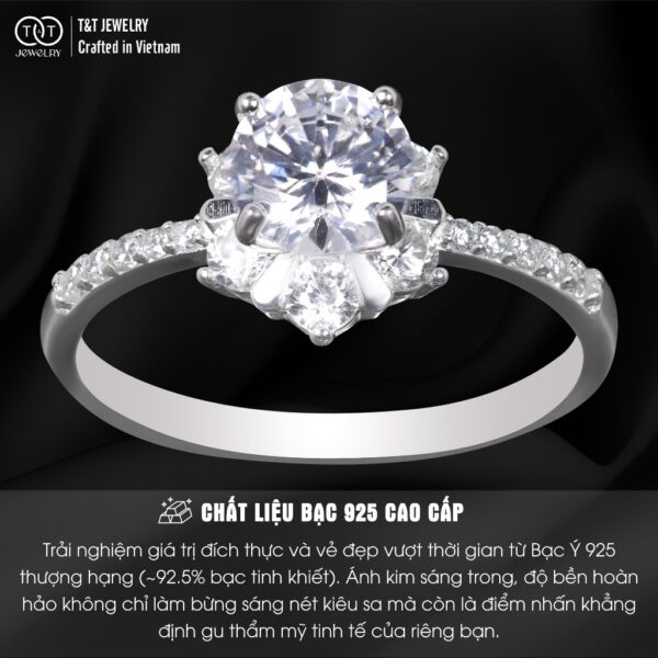 Nhẫn Bạc Nữ Dáng Đóa Hoa Vương Miện Tinh Xảo Đính Đá CZ Lấp Lánh T&T Jewelry N714254 - Ảnh 4