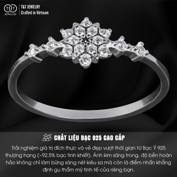 Nhẫn Bạc Nữ Đính Đá CZ Lấp Lánh Hình Hoa Tuyết Tinh Xảo Từ T&T Jewelry N714255 - Ảnh 4