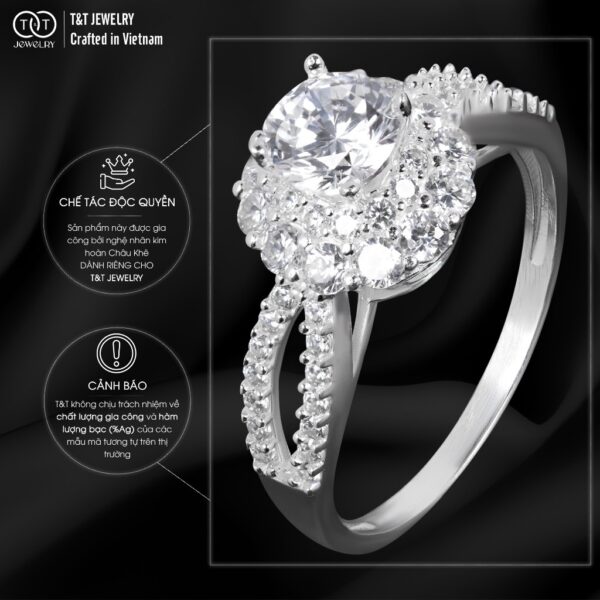 Nhẫn Bạc Nữ Đính Đá Kiểu Hoa Mai Lấp Lánh, Tinh Xảo Tuyệt Đối Từ T&T Jewelry N714256 - Ảnh 5