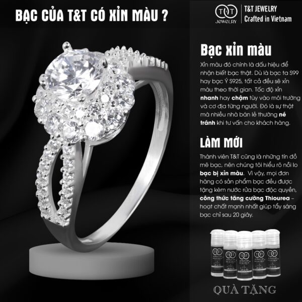 Nhẫn Bạc Nữ Đính Đá Kiểu Hoa Mai Lấp Lánh, Tinh Xảo Tuyệt Đối Từ T&T Jewelry N714256 - Ảnh 6