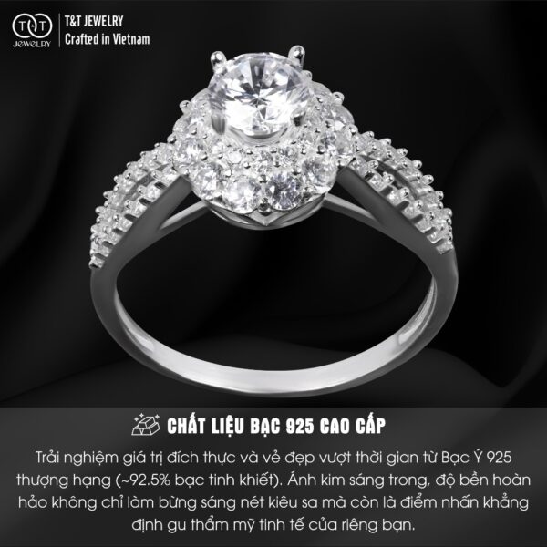 Nhẫn Bạc Nữ Đính Đá Kiểu Hoa Mai Lấp Lánh, Tinh Xảo Tuyệt Đối Từ T&T Jewelry N714256 - Ảnh 4