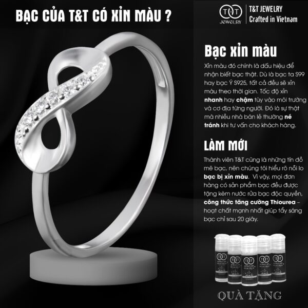 Nhẫn Bạc Nữ Vô Cực Đính Đá Tinh Xảo Tôn Da Từ T&T Jewelry N714258 - Ảnh 6