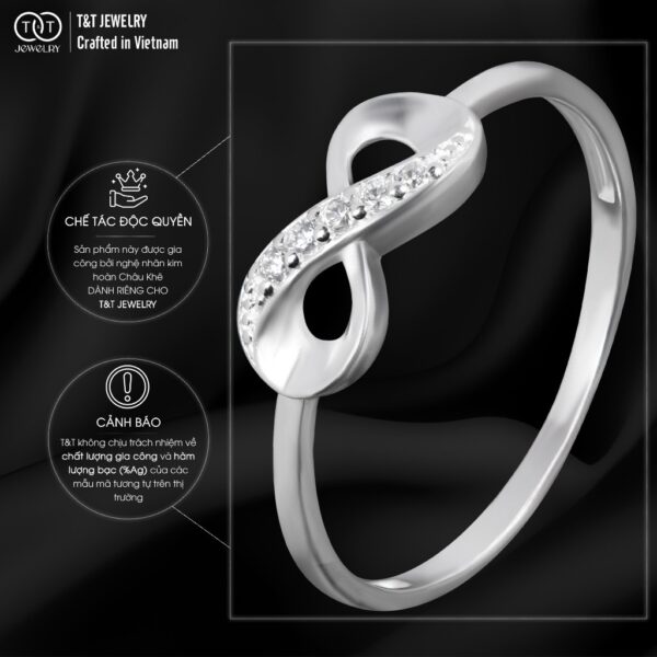 Nhẫn Bạc Nữ Vô Cực Đính Đá Tinh Xảo Tôn Da Từ T&T Jewelry N714258 - Ảnh 5