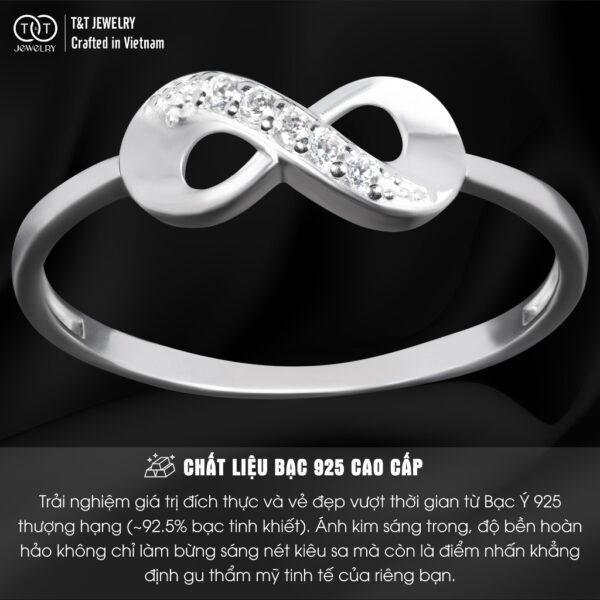 Nhẫn Bạc Nữ Vô Cực Đính Đá Tinh Xảo Tôn Da Từ T&T Jewelry N714258 - Ảnh 4