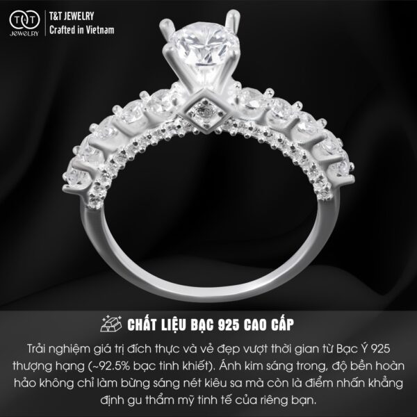 Nhẫn Bạc Nữ Dáng Vương Miện Đá Kép Lấp Lánh - Chế Tác Thủ Công Tinh Xảo Từ T&T Jewelry N714259 - Ảnh 4