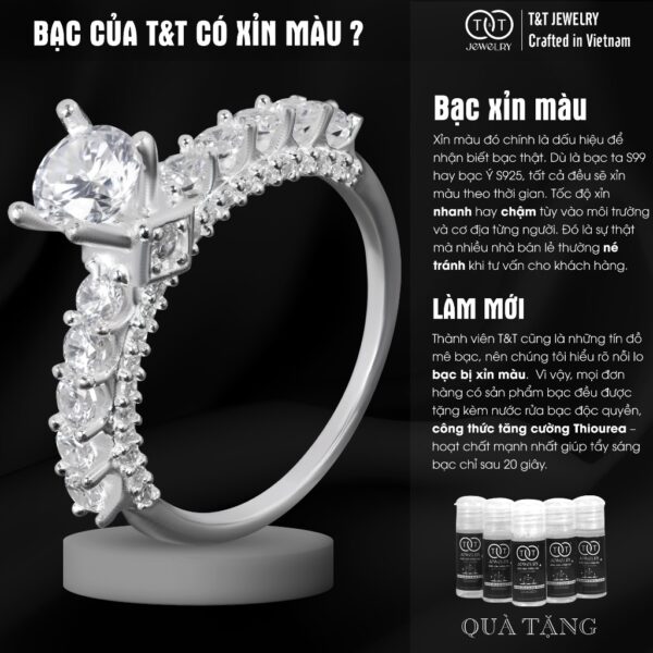 Nhẫn Bạc Nữ Dáng Vương Miện Đá Kép Lấp Lánh - Chế Tác Thủ Công Tinh Xảo Từ T&T Jewelry N714259 - Ảnh 6