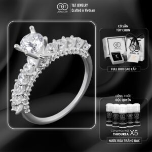 Nhẫn Bạc Nữ Dáng Vương Miện Đá Kép Lấp Lánh - Chế Tác Thủ Công Tinh Xảo Từ T&T Jewelry N714259