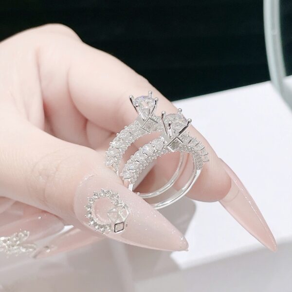 Nhẫn Bạc Nữ Dáng Vương Miện Đá Kép Lấp Lánh - Chế Tác Thủ Công Tinh Xảo Từ T&T Jewelry N714259 - Ảnh 7