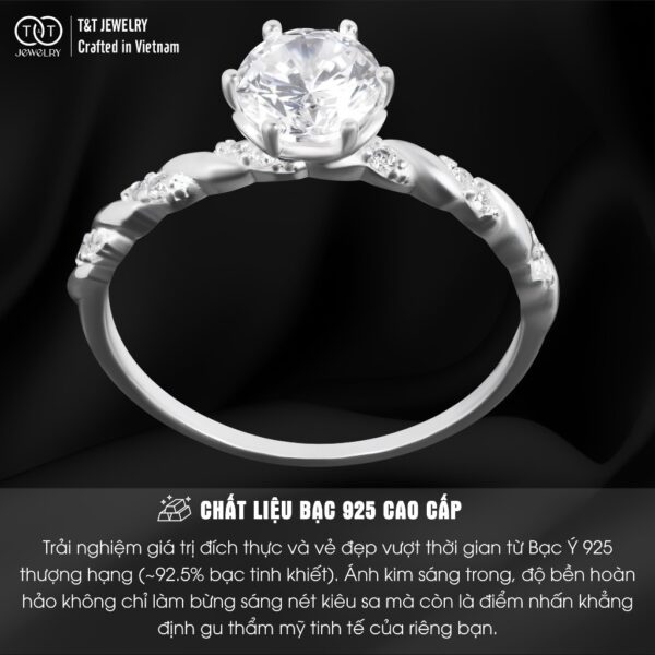 Nhẫn Bạc Nữ Dáng Xoắn Tinh Xảo Đính Đá CZ Lấp Lánh Tôn Da Từ T&T Jewelry N715251 - Ảnh 4