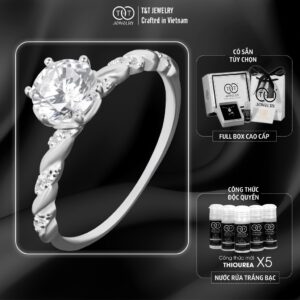 Nhẫn Bạc Nữ Dáng Xoắn Tinh Xảo Đính Đá CZ Lấp Lánh Tôn Da Từ T&T Jewelry N715251