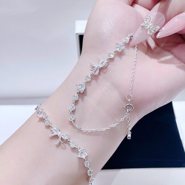 Lắc Tay Bạc Nữ Nơ Tình Yêu Đính Đá Trái Tim Lấp Lánh T&T Jewelry LT715251 - Ảnh 6