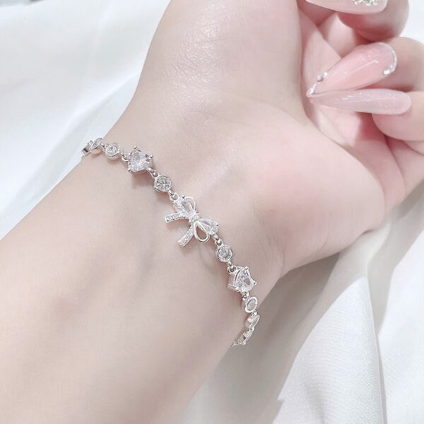 Lắc Tay Bạc Nữ Nơ Tình Yêu Đính Đá Trái Tim Lấp Lánh T&T Jewelry LT715251 - Ảnh 8
