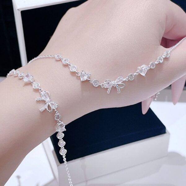 Lắc Tay Bạc Nữ Nơ Tình Yêu Đính Đá Trái Tim Lấp Lánh T&T Jewelry LT715251 - Ảnh 7