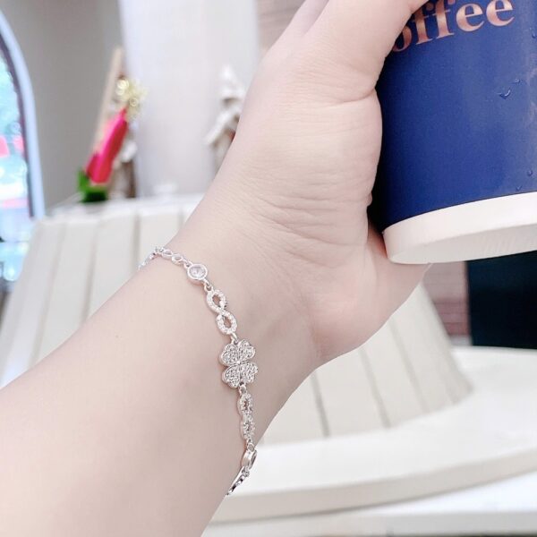 Lắc Tay Bạc Nữ Cỏ Bốn Lá Trái Tim & Vô Cực May Mắn T&T Jewelry LT715252 - Ảnh 6