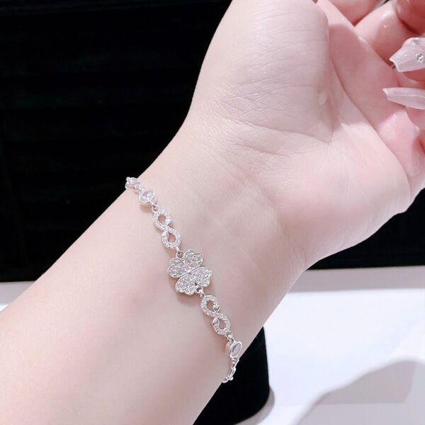 Lắc Tay Bạc Nữ Cỏ Bốn Lá Trái Tim & Vô Cực May Mắn T&T Jewelry LT715252 - Ảnh 7