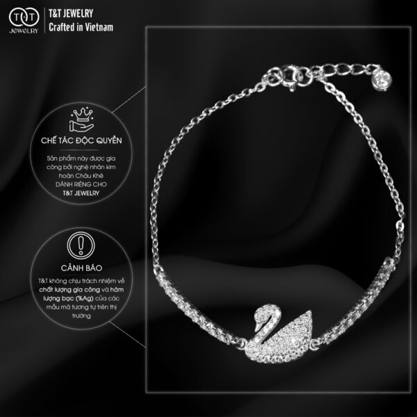 Lắc Tay Bạc Nữ Dáng Vũ Khúc Thiên Nga Kiêu Hãnh Đính Đá CZ Lấp Lánh từ T&T Jewelry LT715253 - Ảnh 3