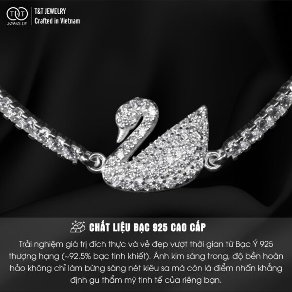 Lắc Tay Bạc Nữ Dáng Vũ Khúc Thiên Nga Kiêu Hãnh Đính Đá CZ Lấp Lánh từ T&T Jewelry LT715253 - Ảnh 4