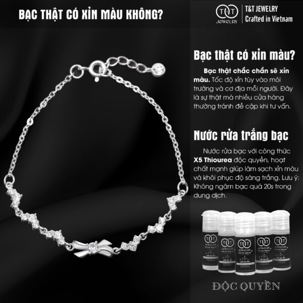 Lắc Tay Bạc Nữ Nơ Duyên Dáng Đính Đá Dải Ngân Hà Lấp Lánh từ T&T Jewelry LT715254 - Ảnh 6