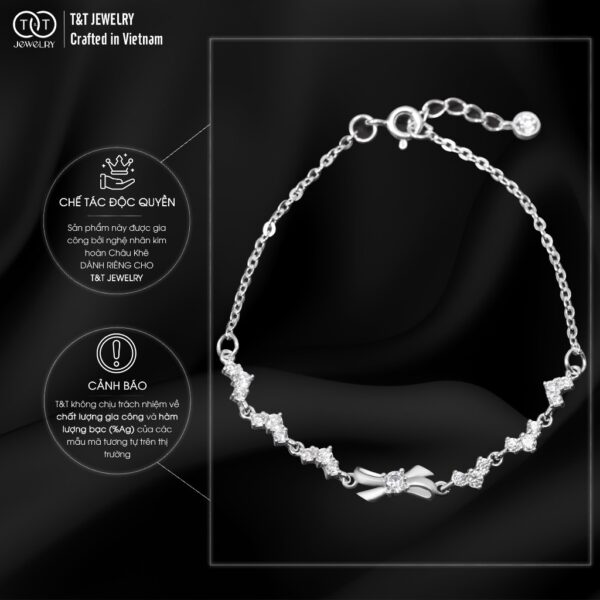 Lắc Tay Bạc Nữ Nơ Duyên Dáng Đính Đá Dải Ngân Hà Lấp Lánh từ T&T Jewelry LT715254 - Ảnh 3