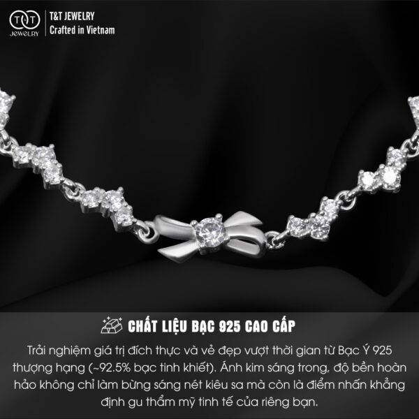 Lắc Tay Bạc Nữ Nơ Duyên Dáng Đính Đá Dải Ngân Hà Lấp Lánh từ T&T Jewelry LT715254 - Ảnh 4