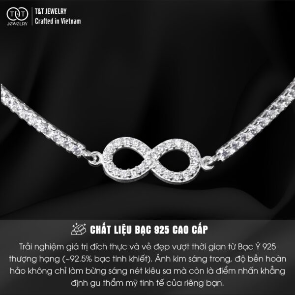 Lắc Tay Bạc Nữ Biểu Tượng Vô Cực Đính Đá Lấp Lánh Vẻ Đẹp Tinh Tế từ T&T Jewelry LT715255 - Ảnh 4