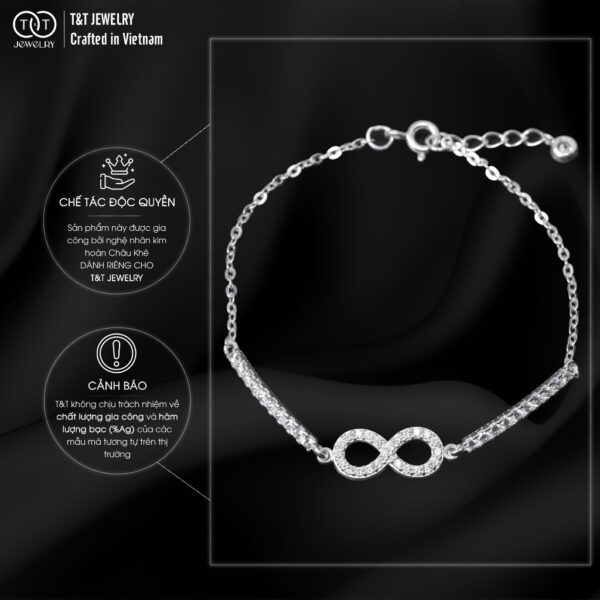 Lắc Tay Bạc Nữ Biểu Tượng Vô Cực Đính Đá Lấp Lánh Vẻ Đẹp Tinh Tế từ T&T Jewelry LT715255 - Ảnh 3