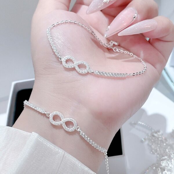 Lắc Tay Bạc Nữ Biểu Tượng Vô Cực Đính Đá Lấp Lánh Vẻ Đẹp Tinh Tế từ T&T Jewelry LT715255 - Ảnh 7