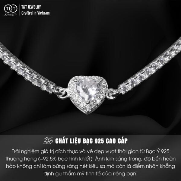 Lắc Tay Bạc Nữ Trái Tim Tỏa Nắng Viền Đá Lấp Lánh Tinh Xảo từ T&T Jewelry LT715256 - Ảnh 4