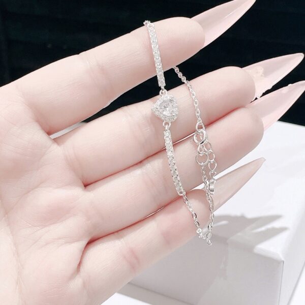 Lắc Tay Bạc Nữ Trái Tim Tỏa Nắng Viền Đá Lấp Lánh Tinh Xảo từ T&T Jewelry LT715256 - Ảnh 6