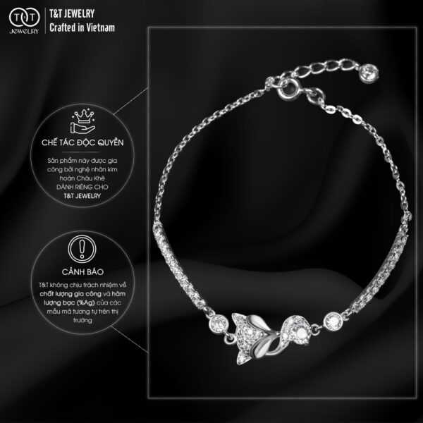 Lắc Tay Bạc Nữ Dáng Hồ Ly Duyên Dáng Đính Đá CZ Tinh Xảo từ T&T Jewelry LT715257 - Ảnh 3