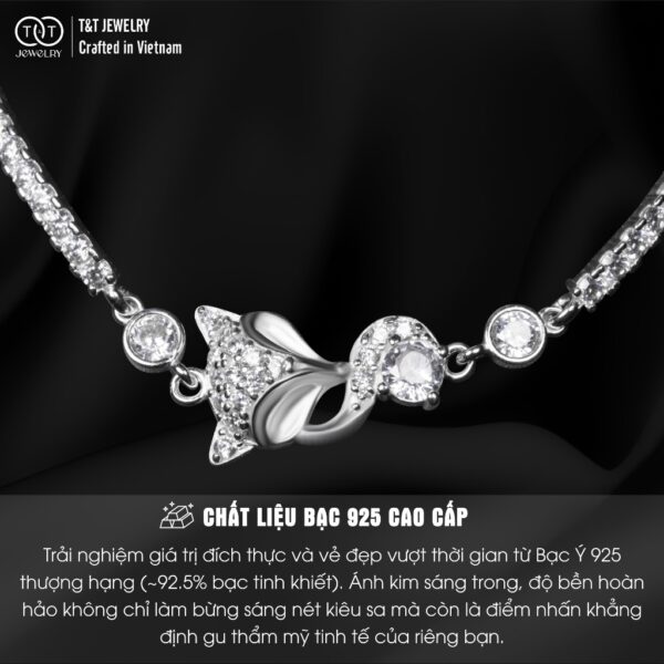 Lắc Tay Bạc Nữ Dáng Hồ Ly Duyên Dáng Đính Đá CZ Tinh Xảo từ T&T Jewelry LT715257 - Ảnh 4
