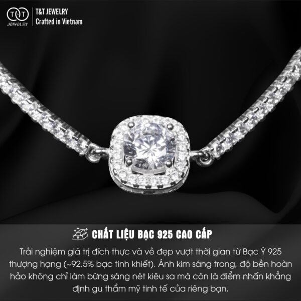 Lắc Tay Bạc Nữ Viên Chủ Tròn Lấp Lánh Trong Vầng Hào Quang Vuông từ T&T JEWELRY LT715258 - Ảnh 4