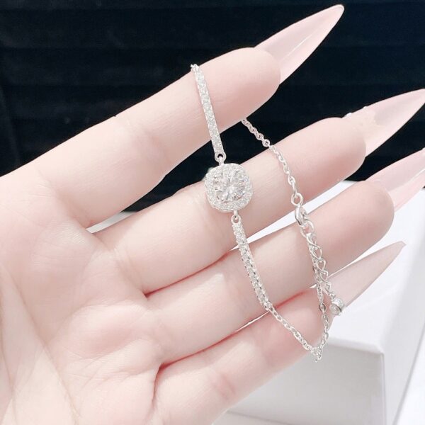 Lắc Tay Bạc Nữ Viên Chủ Tròn Lấp Lánh Trong Vầng Hào Quang Vuông từ T&T JEWELRY LT715258 - Ảnh 6
