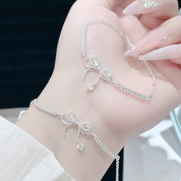 Lắc Tay Bạc Nữ Dáng Nơ Hồ Điệp Vấn Vương Đính Đá CZ Tinh Xảo T&T Jewelry LT715259 - Ảnh 7