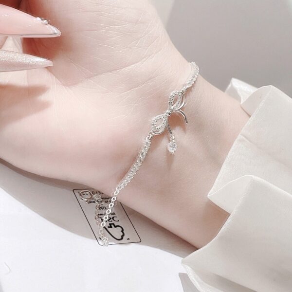 Lắc Tay Bạc Nữ Dáng Nơ Hồ Điệp Vấn Vương Đính Đá CZ Tinh Xảo T&T Jewelry LT715259 - Ảnh 8