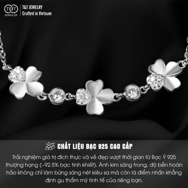 Lắc tay Bạc Nữ Cỏ Bốn Lá May Mắn Lấp Lánh, Sang Trọng T&T Jewelry LT716251 - Ảnh 4