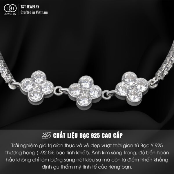 Lắc tay Bạc Nữ Đính Đá Cỏ Bốn Lá May Mắn Tinh Xảo T&T Jewelry LT716252 - Ảnh 4