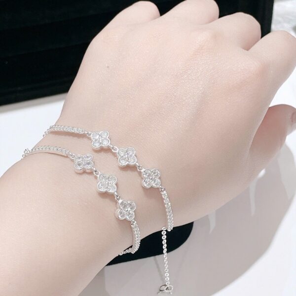 Lắc tay Bạc Nữ Đính Đá Cỏ Bốn Lá May Mắn Tinh Xảo T&T Jewelry LT716252 - Ảnh 8