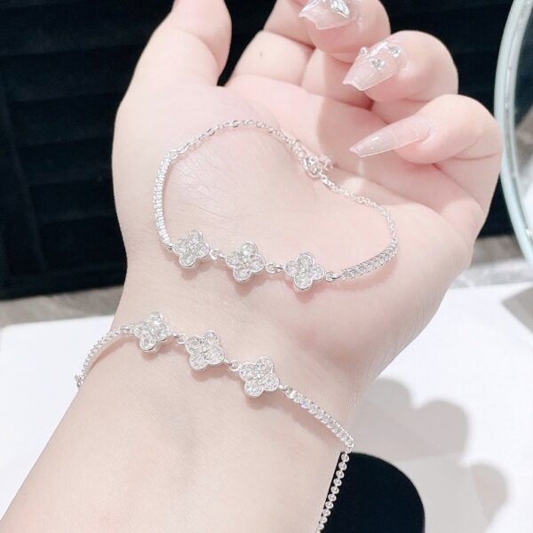 Lắc tay Bạc Nữ Đính Đá Cỏ Bốn Lá May Mắn Tinh Xảo T&T Jewelry LT716252 - Ảnh 7