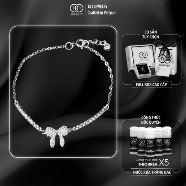 Lắc Tay Bạc Nữ Nơ Xinh Lấp Lánh Kiêu Kỳ Tinh Xảo T&T JEWELRY LT716253