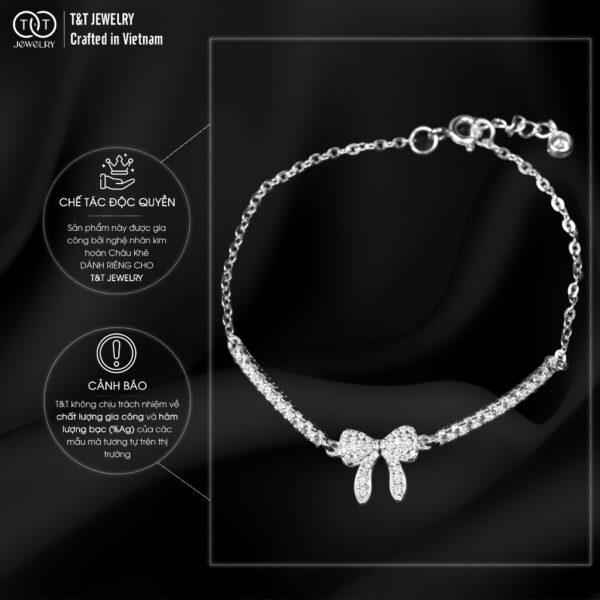 Lắc Tay Bạc Nữ Nơ Xinh Lấp Lánh Kiêu Kỳ Tinh Xảo T&T JEWELRY LT716253 - Ảnh 3