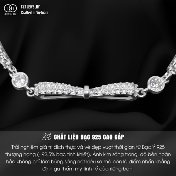 Lắc Tay Bạc Nữ Nơ Tình Yêu Lấp Lánh Đính Đá CZ Tinh Xảo từ T&T Jewelry LT716254 - Ảnh 4