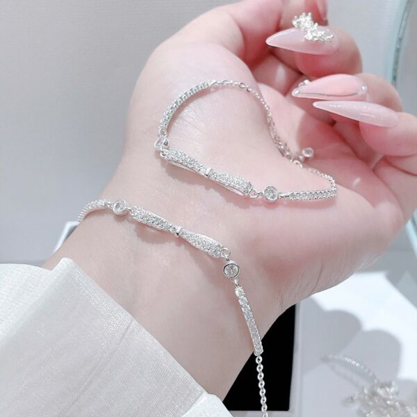 Lắc Tay Bạc Nữ Nơ Tình Yêu Lấp Lánh Đính Đá CZ Tinh Xảo từ T&T Jewelry LT716254 - Ảnh 8