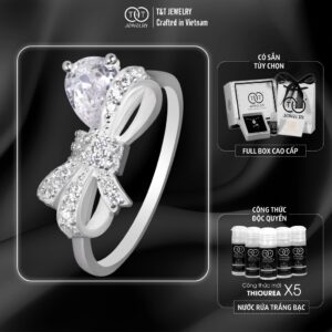 Nhẫn Bạc Nữ Hình Nơ Đính Đá Lấp Lánh Kèm Đá Giọt Lệ Tinh Tế T&T Jewelry N32654
