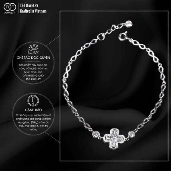 Lắc Tay Bạc Nữ Dây Vô Cực Đan Lồng Cỏ 4 Lá May Mắn, Lắc Tay Cao Cấp T&T Jewelry LT2825 - Ảnh 6